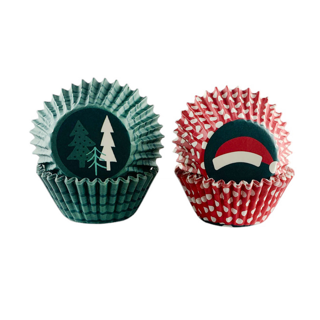 Baking Cup Mini - Santa Hat & Trees 50ct