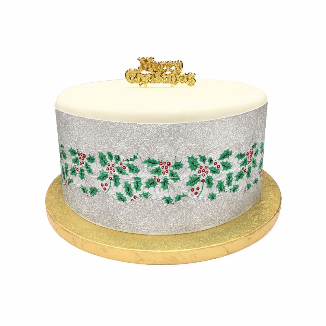 Cake Frill Plain with Holly Centre