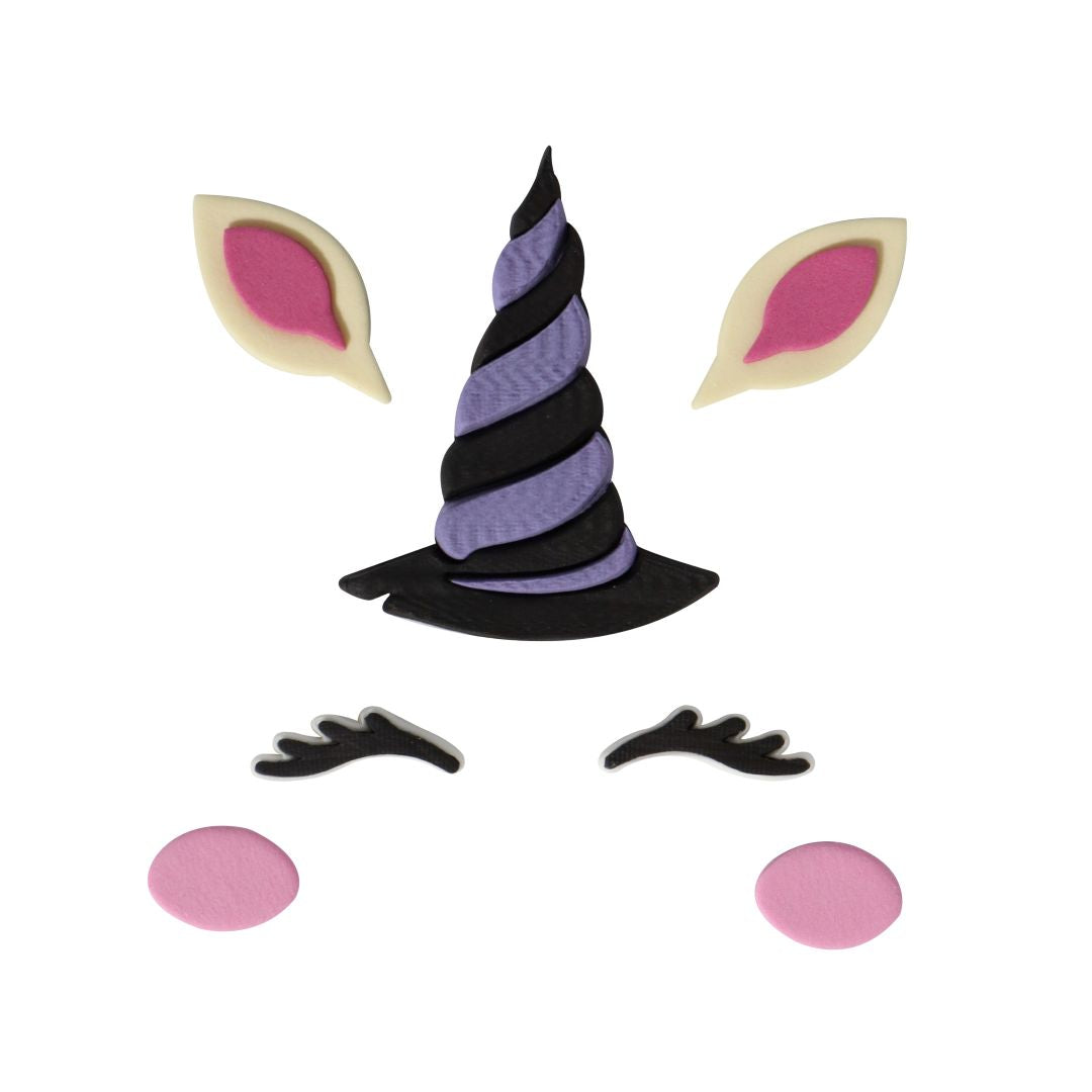 Edible Cake Decorations - Witch-Unicorn (Set of 7)