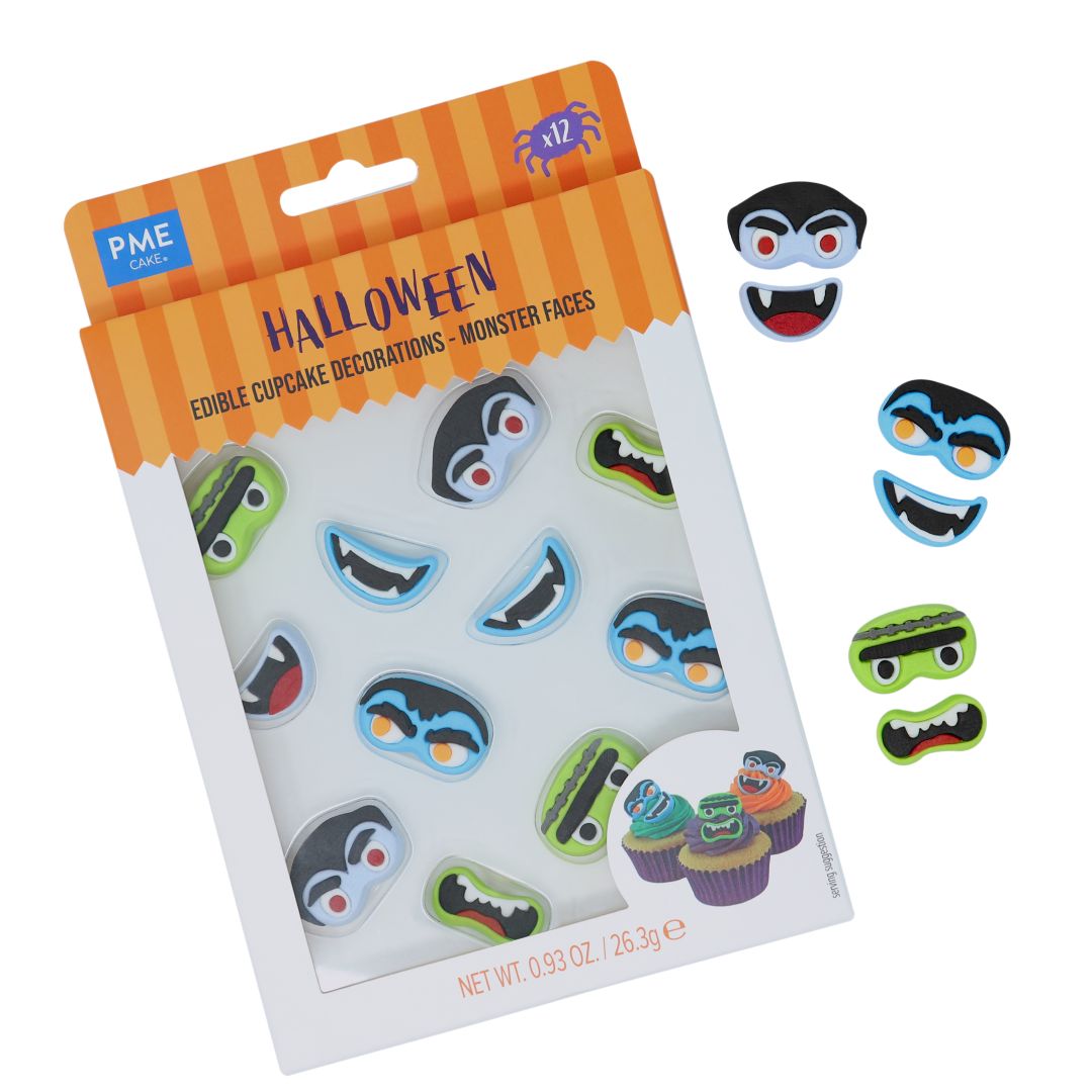 Edible Sugar Decorations - Monster Faces 12pc