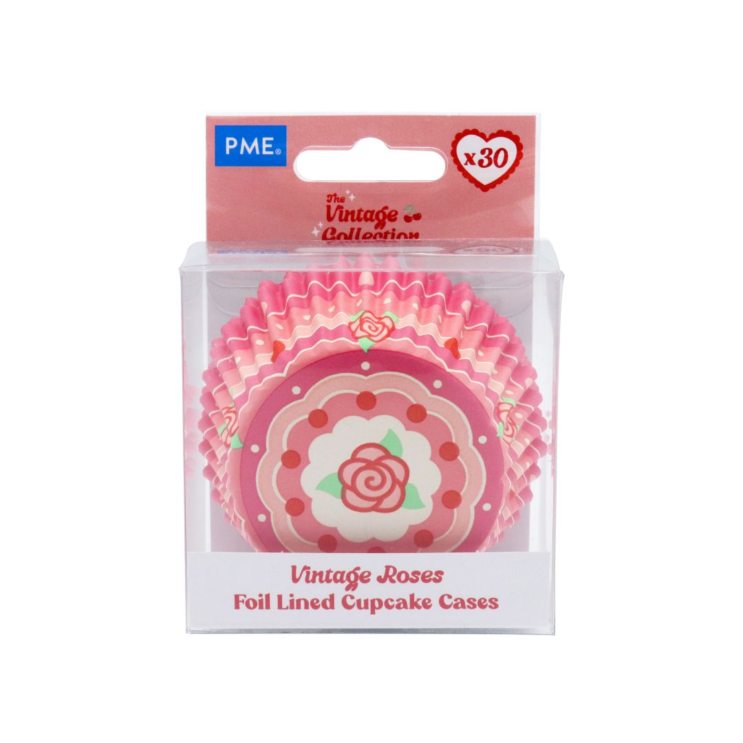 Cupcake Cases Foil Lined – Vintage Roses 30pk