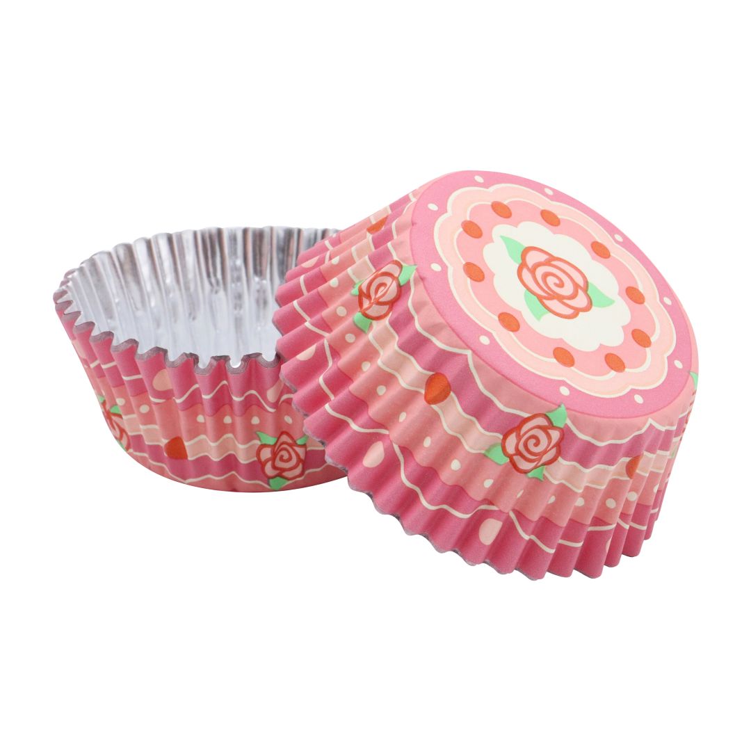 Cupcake Cases Foil Lined – Vintage Roses 30pk