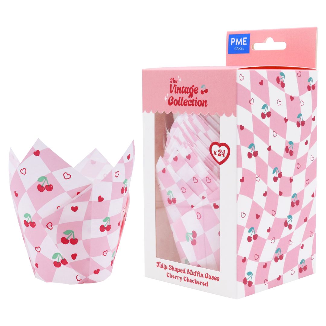 Muffin Cases - Vintage Cherry Checkerboard 24pk