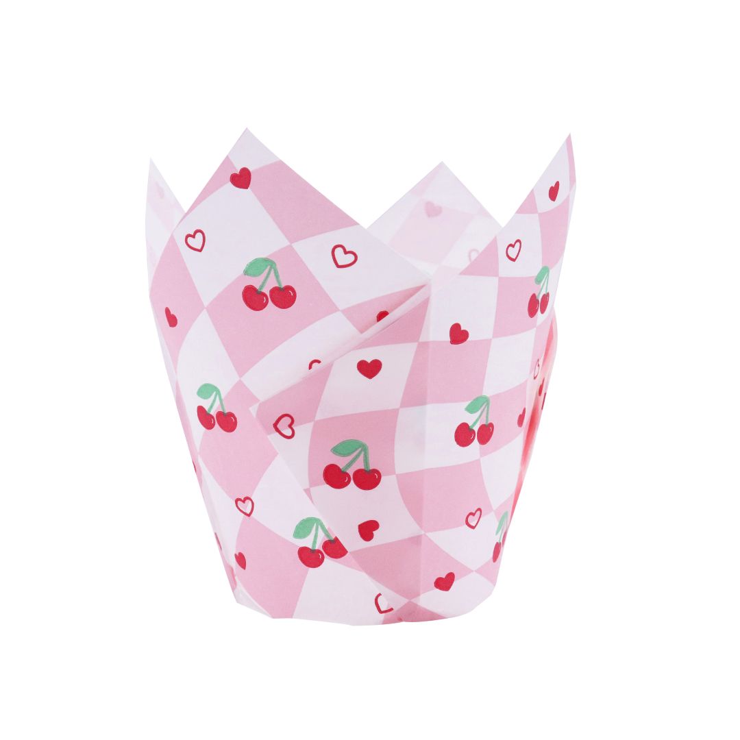 Muffin Cases - Vintage Cherry Checkerboard 24pk