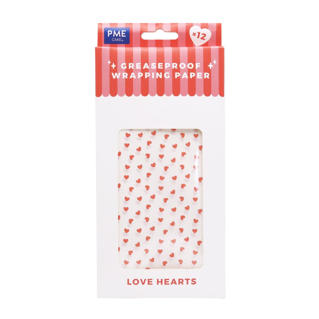 Wrapping Parchment Paper - Love Hearts (12 sheets)