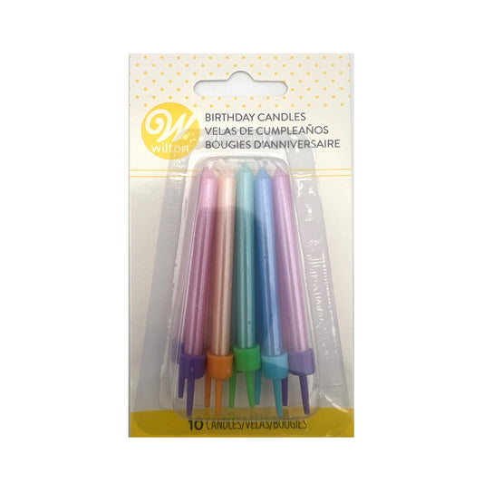 Candles- Pearlised Multicolour 10pk