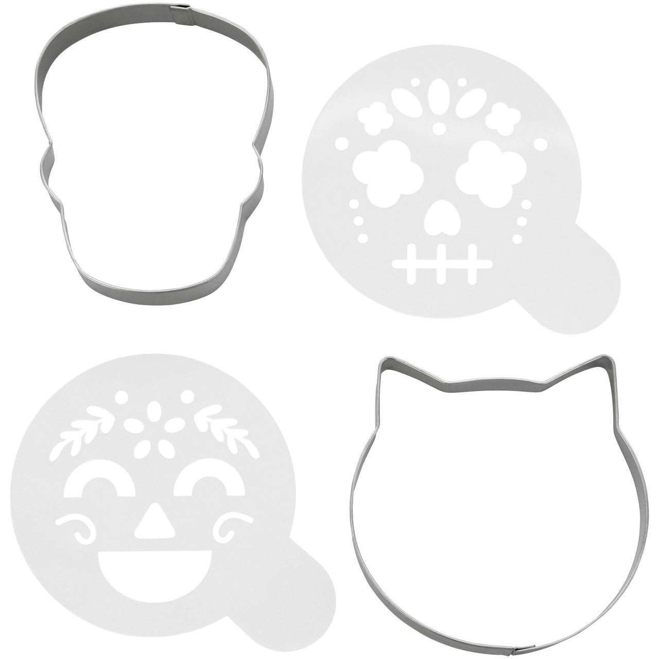 Cookie Cutter and Stencil Cat Skull 4ct