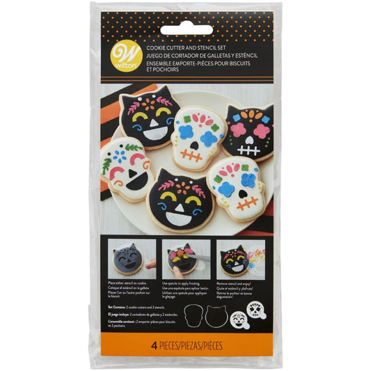 Cookie Cutter and Stencil Cat Skull 4ct