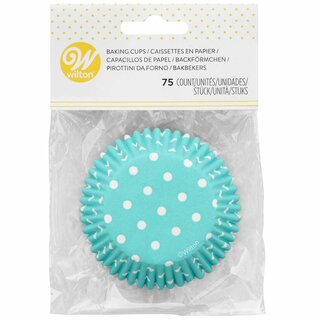 Std Baking Cups-Std Dots Teal 75ct