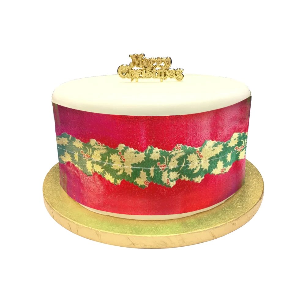 Cake Frill Plain with Holly Centre