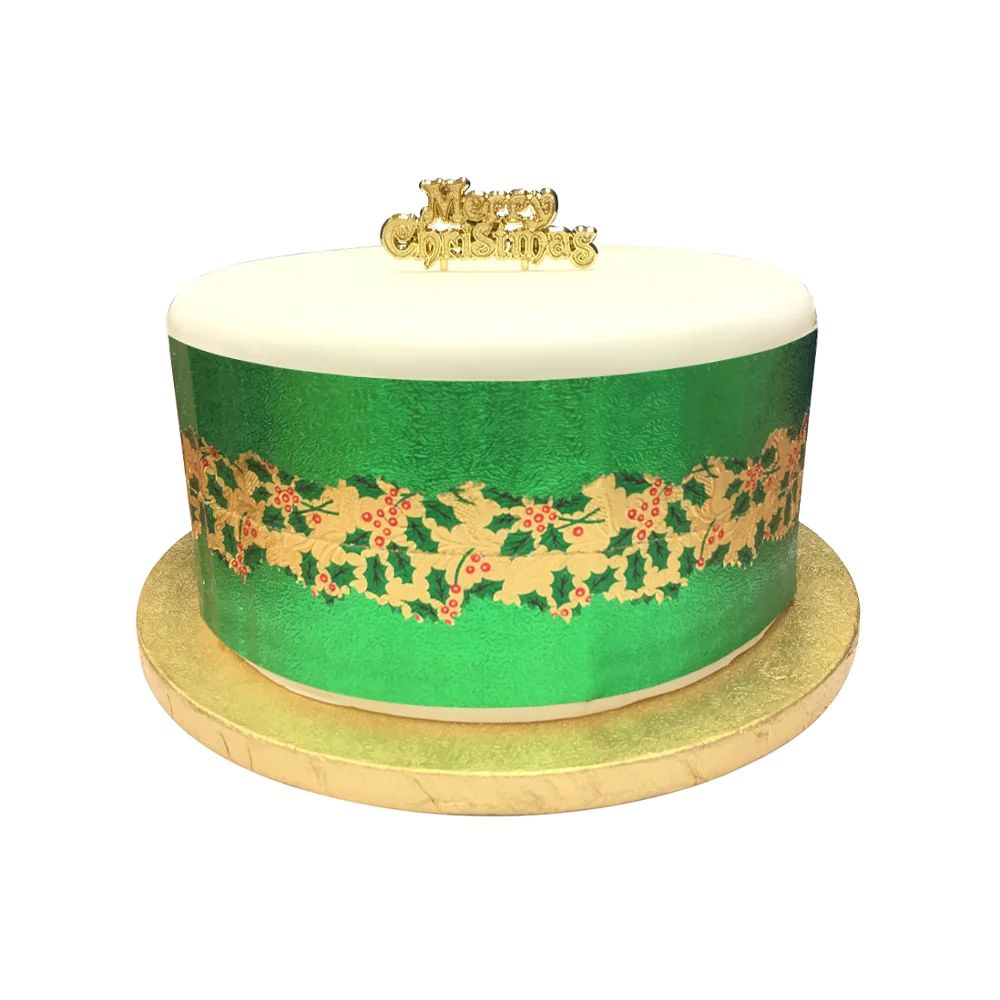 Cake Frill Plain with Holly Centre