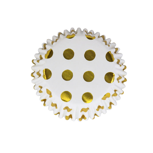 Cupcake Cases Foil Lined - Gold Dots 30pk