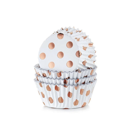 Cupcake Cases Foil - Rose Gold Dots 30pk