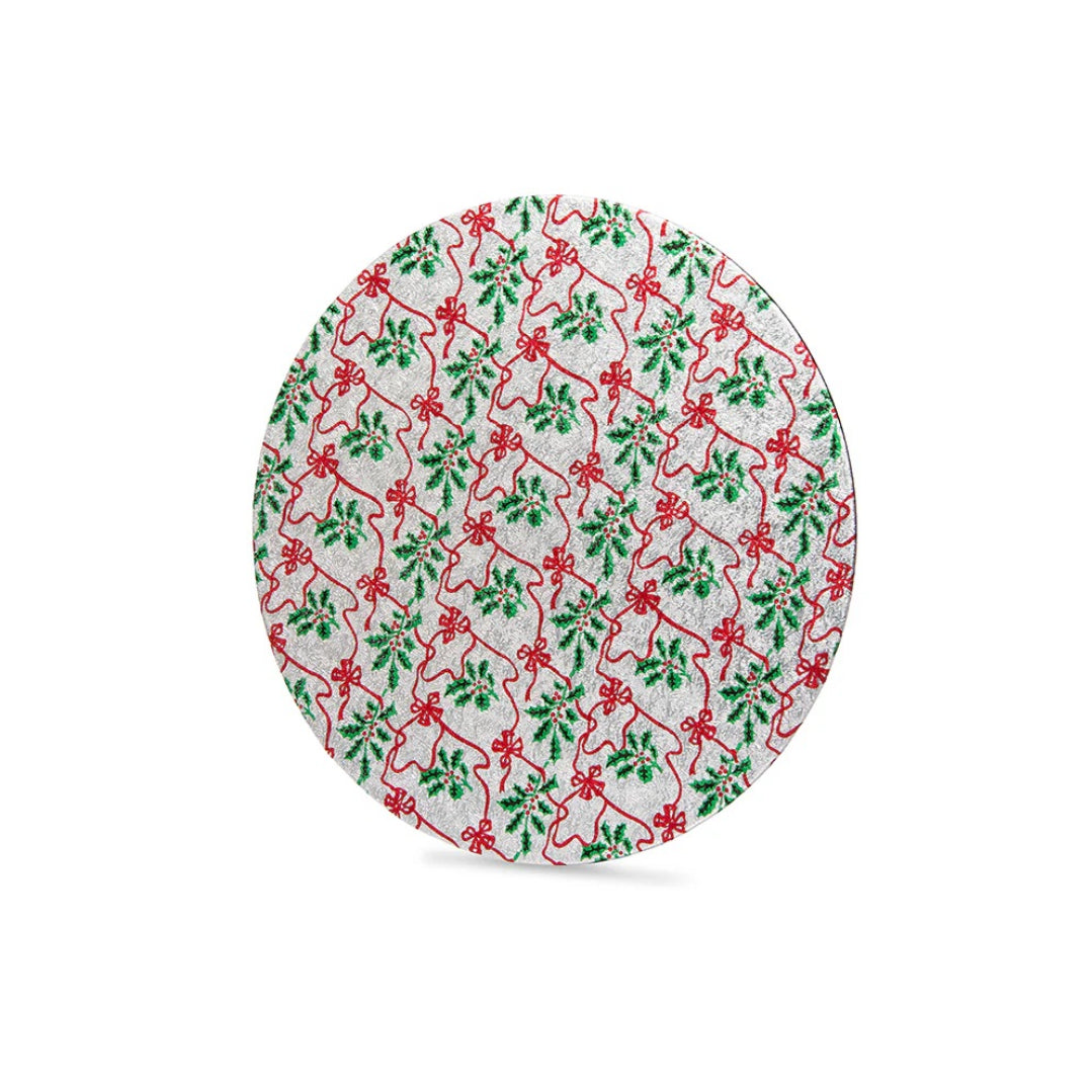Silver Holly Print Round Boards 10in