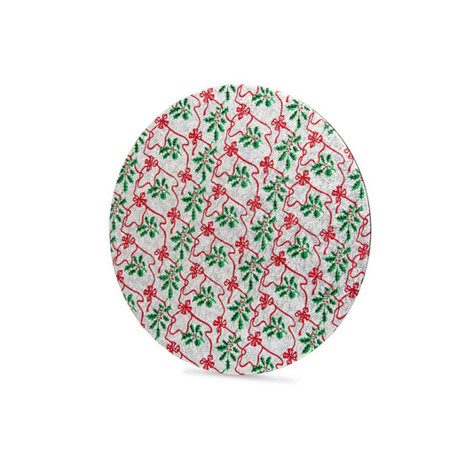 Silver Holly Print Round Boards 10in