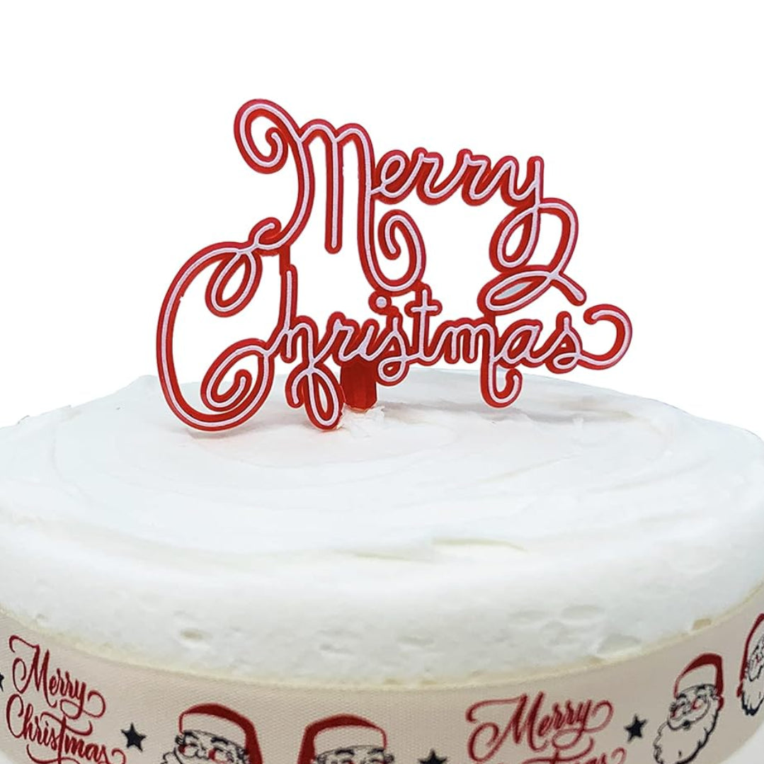 Nostalgic Script Motto Cake Topper Red