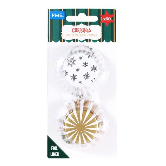Foil-lined Mini Cupcake Cases - Sparkle 60pk