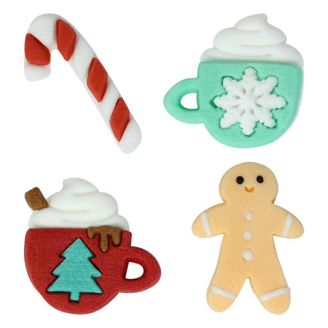 Edible Sugar Decorations - Christmas Cheer 12pc