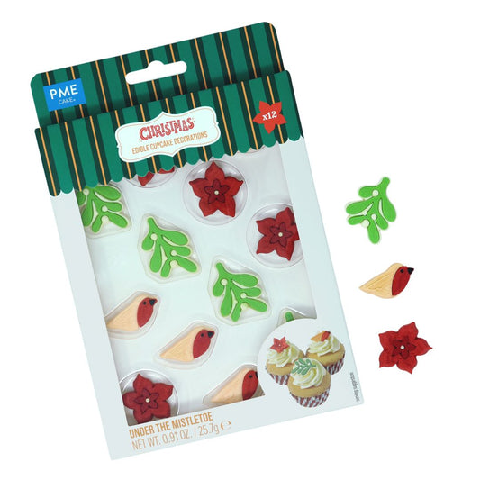 Edible Sugar Decorations - Under the Mistletoe 12pc