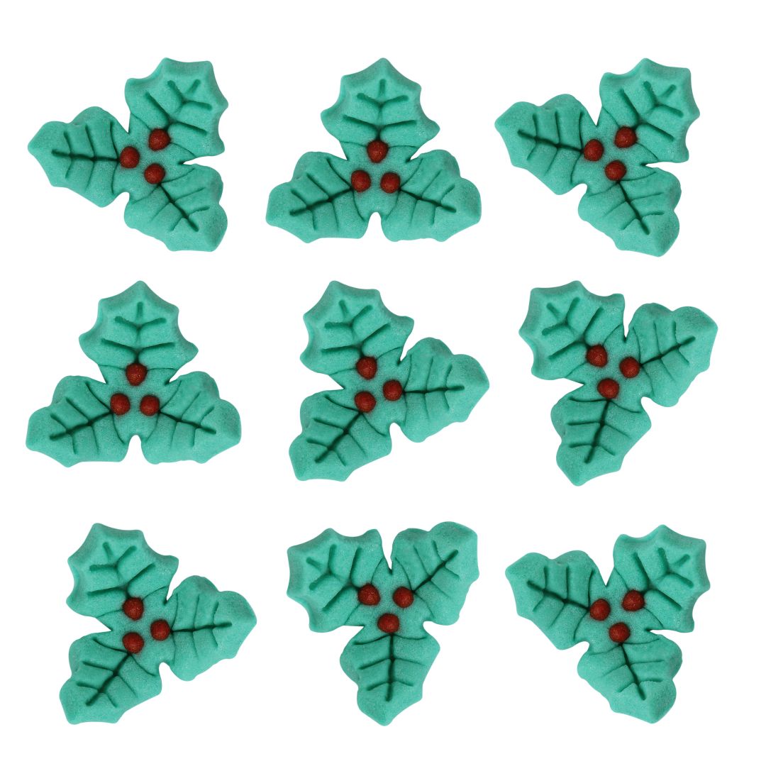 Edible Sugar Decorations - Jolly Holly 24pk