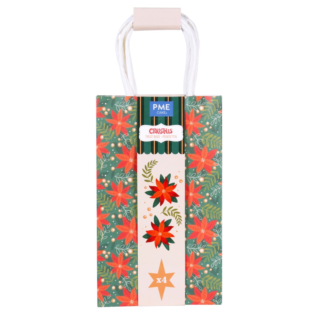 Treat Bags - Poinsettia 4pc