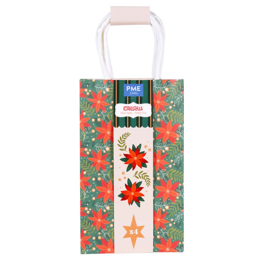 Treat Bags - Poinsettia 4pc