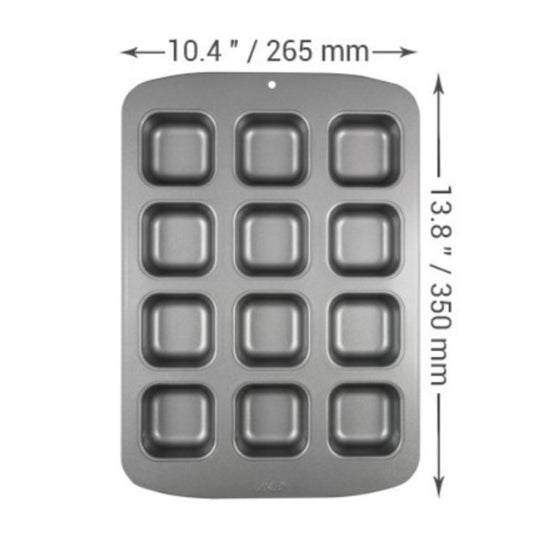 Mini Square Cake Pan Non Stick 12 Cup
