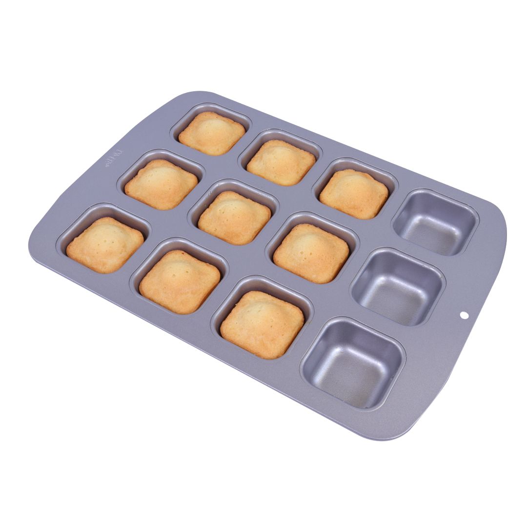 Mini Square Cake Pan Non Stick 12 Cup