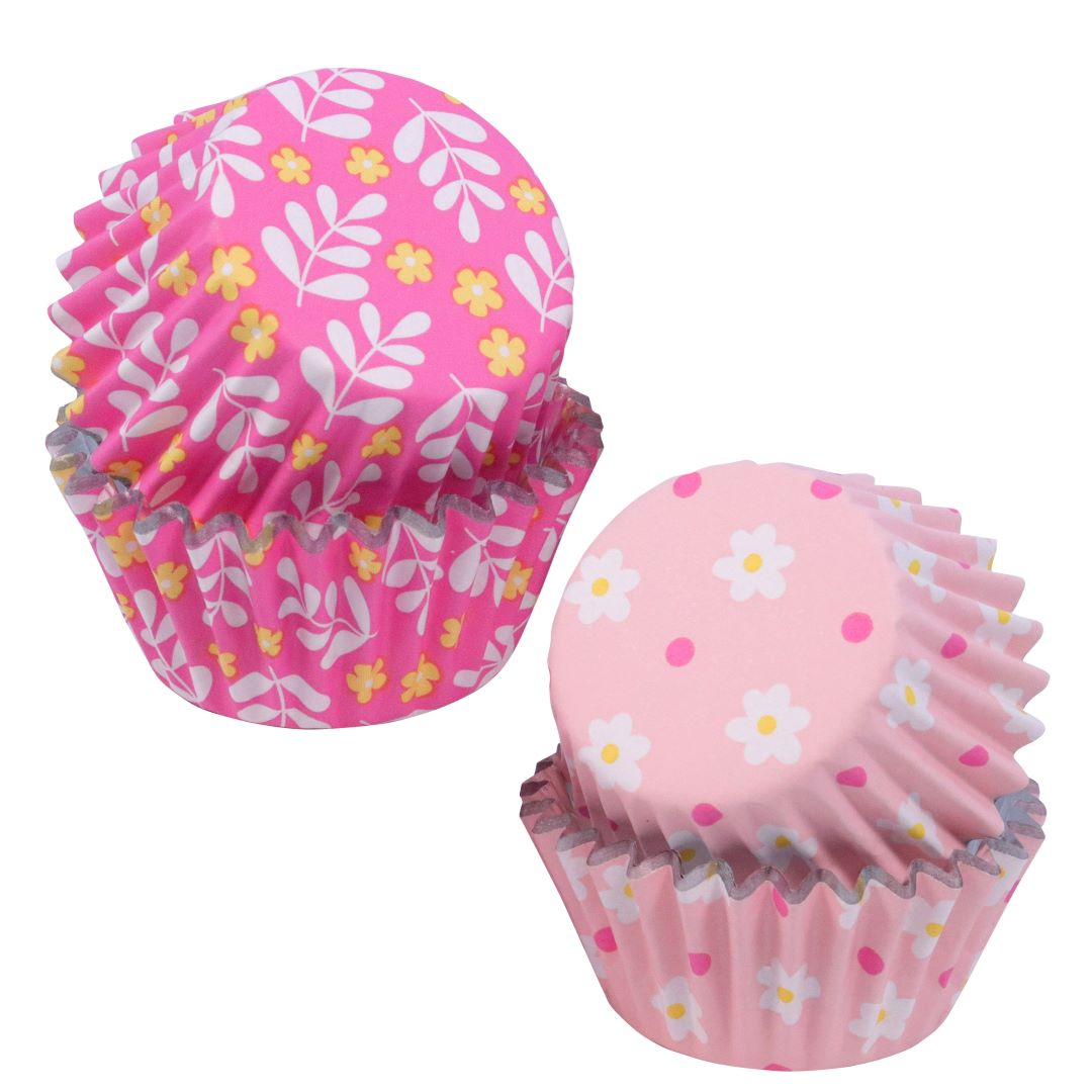 Mini Foil-lined Cupcake Cases - Flowers 60pk