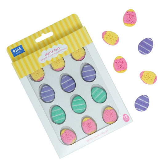 Edible Sugar Decorations - Easter Eggs 12pc