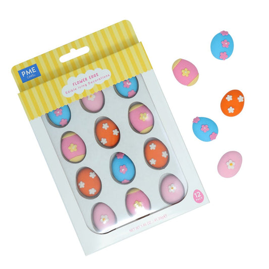 Edible Sugar Decorations - Flower Eggs 12pc