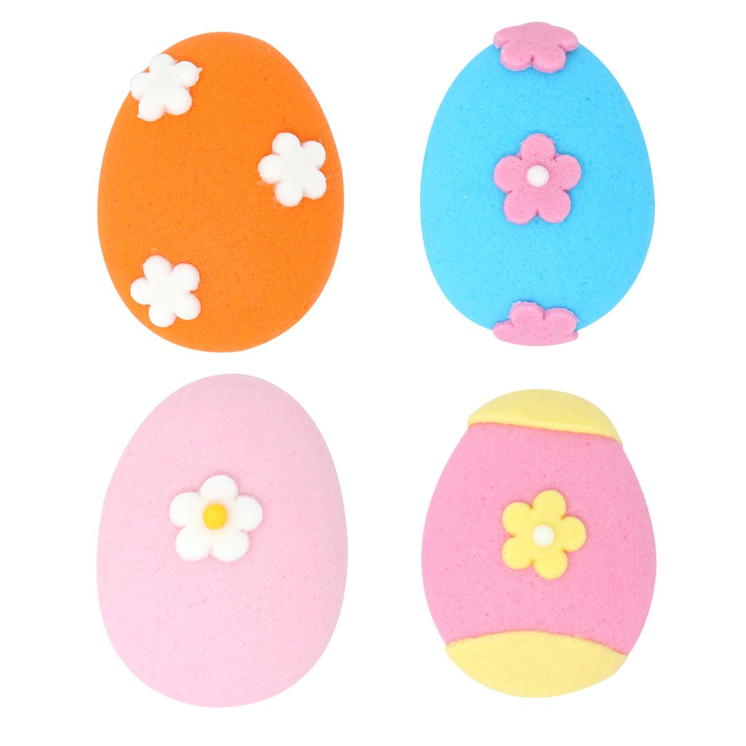 Edible Sugar Decorations - Flower Eggs 12pc