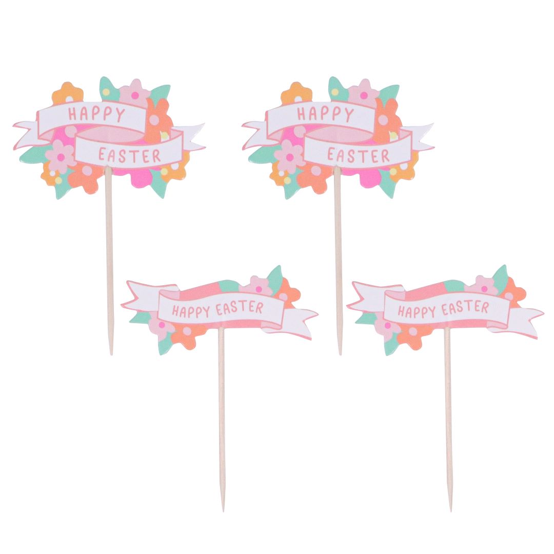 Easter Cupcake Toppers - Happy Easter Set of 24
