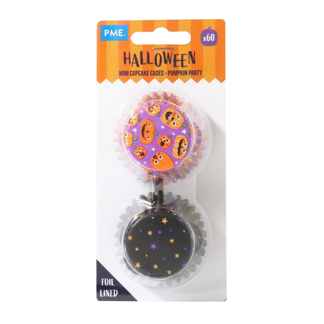 Mini Foil-lined Cupcake Cases - Pumpkin Party (Pack of 60)