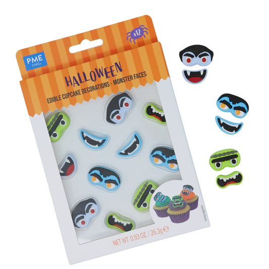Edible Sugar Decorations - Monster Faces 12pc