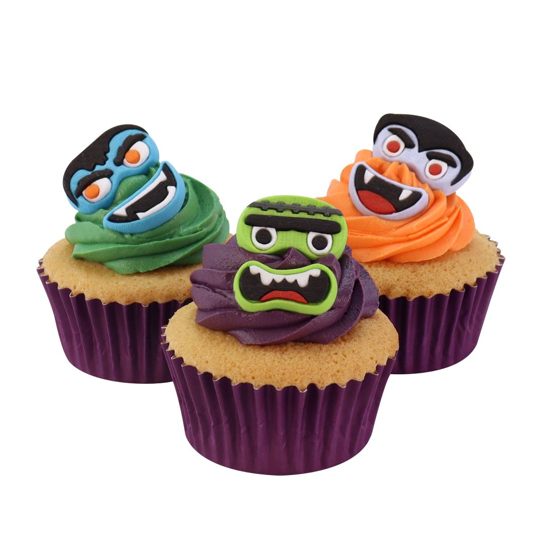 Edible Sugar Decorations - Monster Faces 12pc