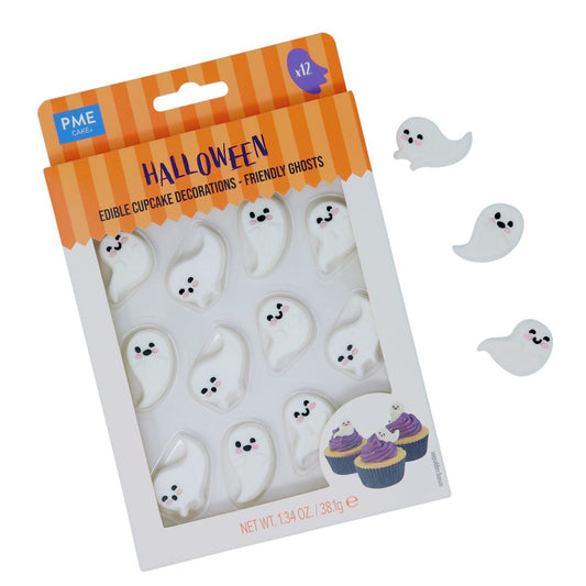 Edible Sugar Decorations - Friendly Ghosts 12pc