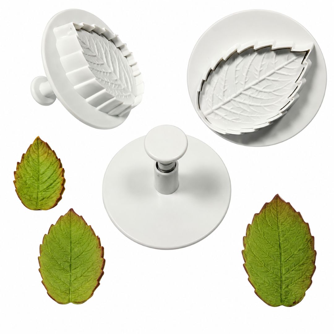 Plunger Cutter Veined Rose Leaf Large Set 3
